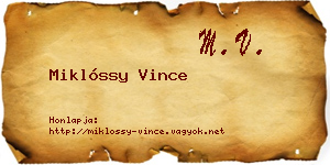Miklóssy Vince névjegykártya